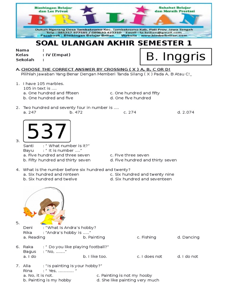 3 Lembar Kerja Soal UAS Bahasa Inggris Kelas 4 Semester 2 Kurikulum 2013 Wajib Dicetak 3 Lembar Kerja Soal UAS Bahasa Inggris Kelas 4 Semester 2 Kurikulum 2013 Wajib Dicetak