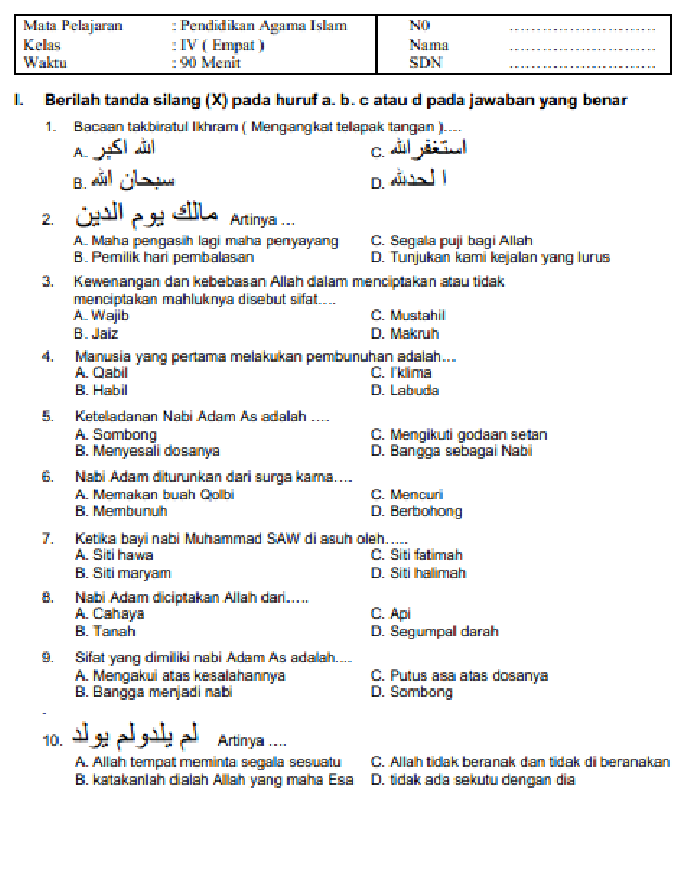 Akhirnya Tersedia Soal Agama Kristen Kelas 4 SD Kurikulum 2013 Siap Cetak