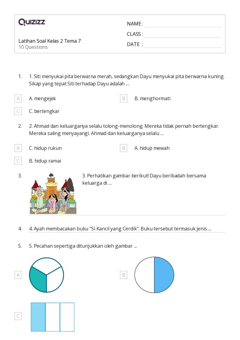 50 lembar kerja Soal Kata Pecahan untuk Kelas 2 di Quizizz Gratis 50 lembar kerja Soal Kata Pecahan untuk Kelas 2 di Quizizz Gratis