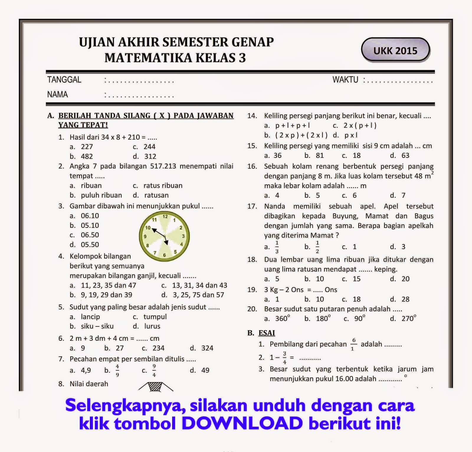 5 Rahasia Contoh Soal 3D Kelas 2 Semester 2 yang Wajib Diketahui Orang Tua