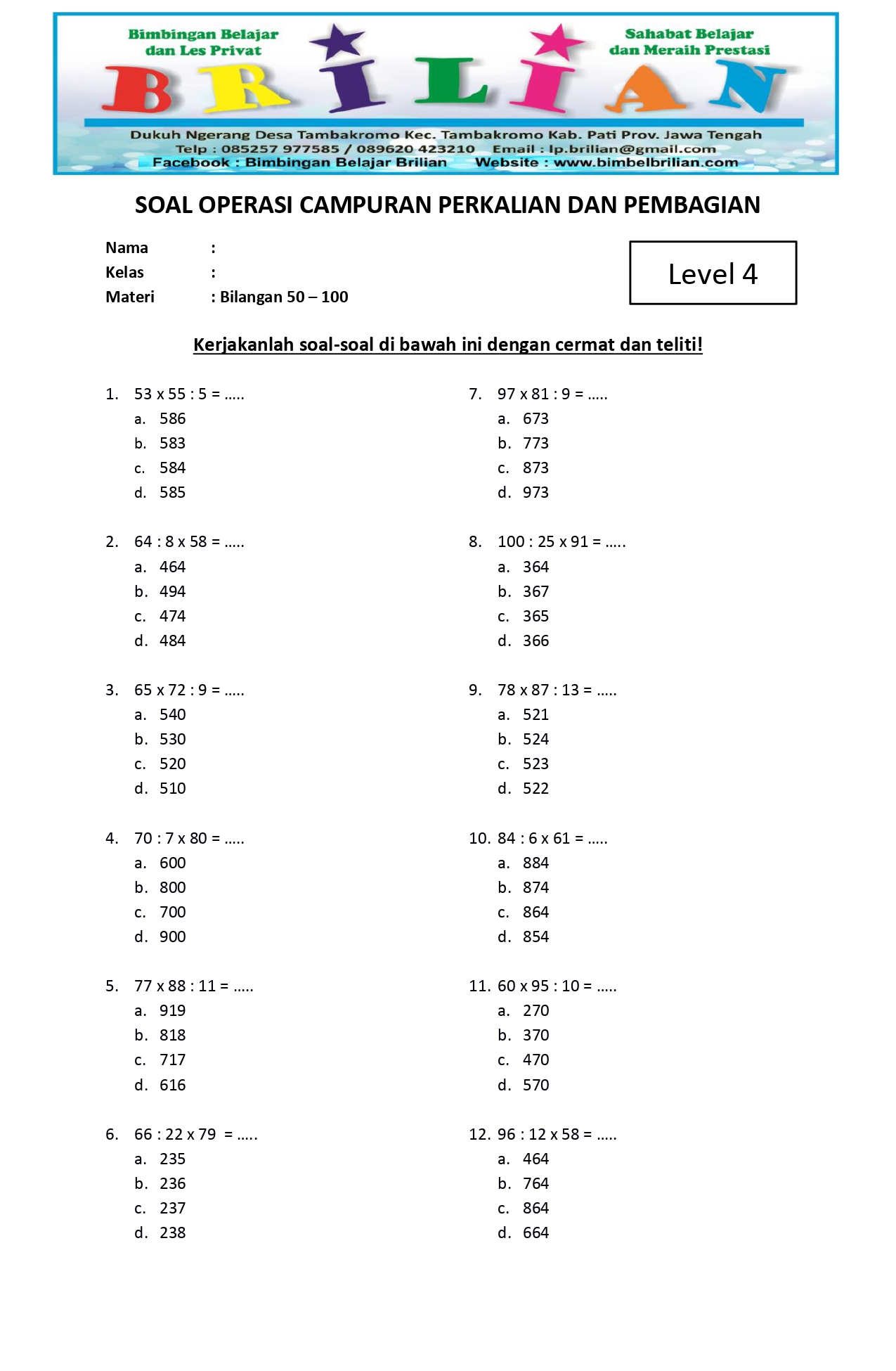 Pembagian untuk Kelas 4 Panduan Lengkap dengan Contoh Soal