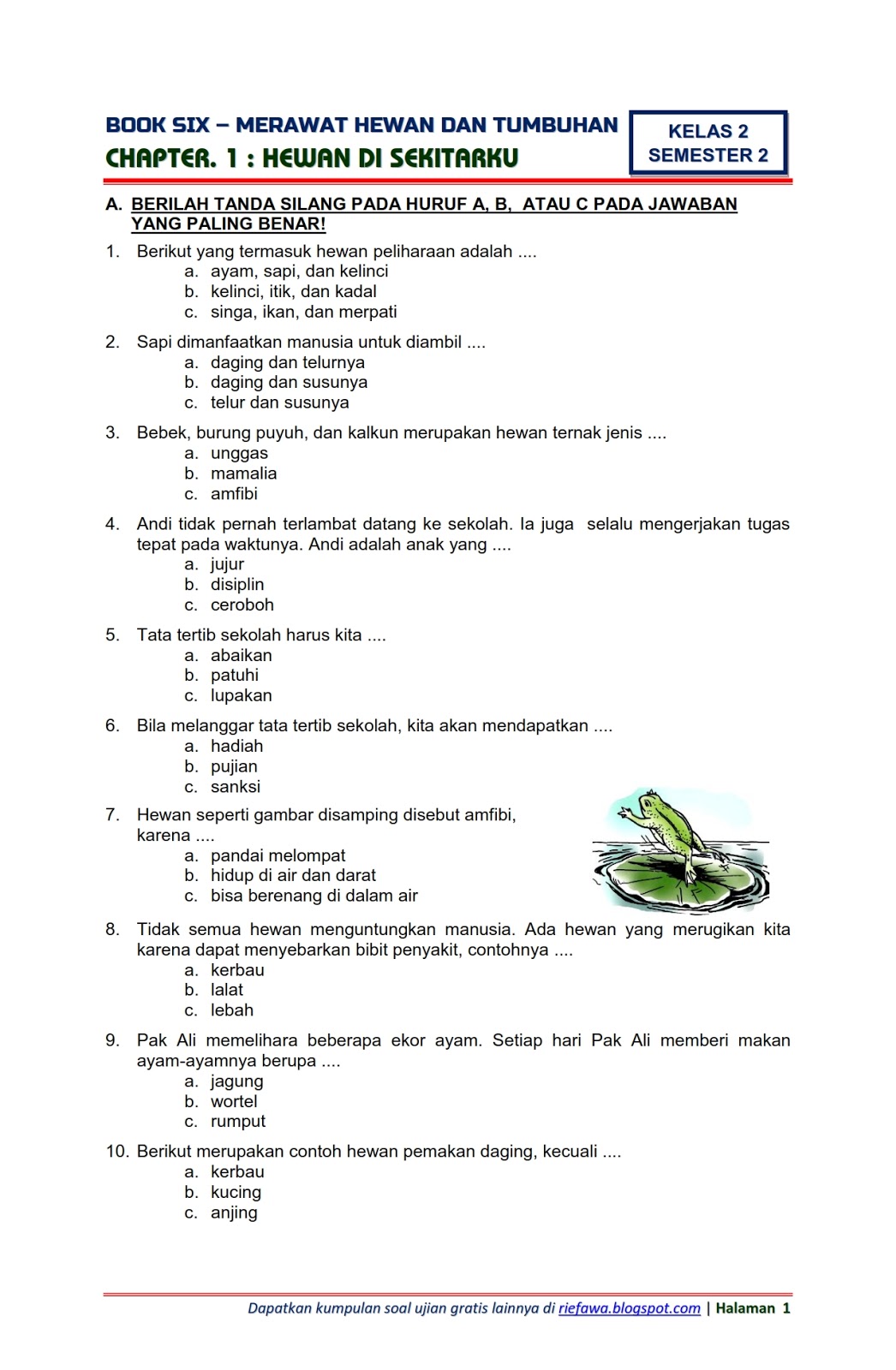 Download Soal Tematik Kelas 2 Semester 2 Tema 6 Subtema 1 - Merawat Download Soal Tematik Kelas 2 Semester 2 Tema 6 Subtema 1 - Merawat