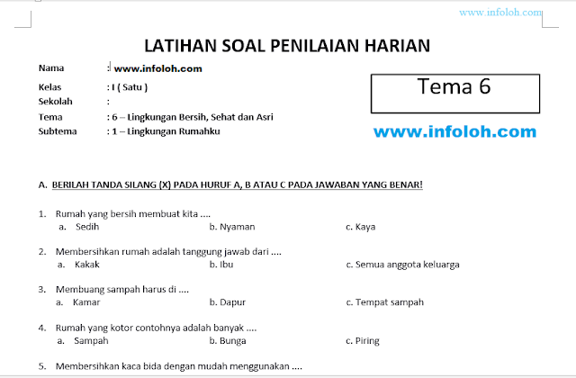 7 Contoh Soal Tema 6 Subtema 1 Kelas 1 Kurtilas untuk Hasil Belajar Meningkat Sekarang