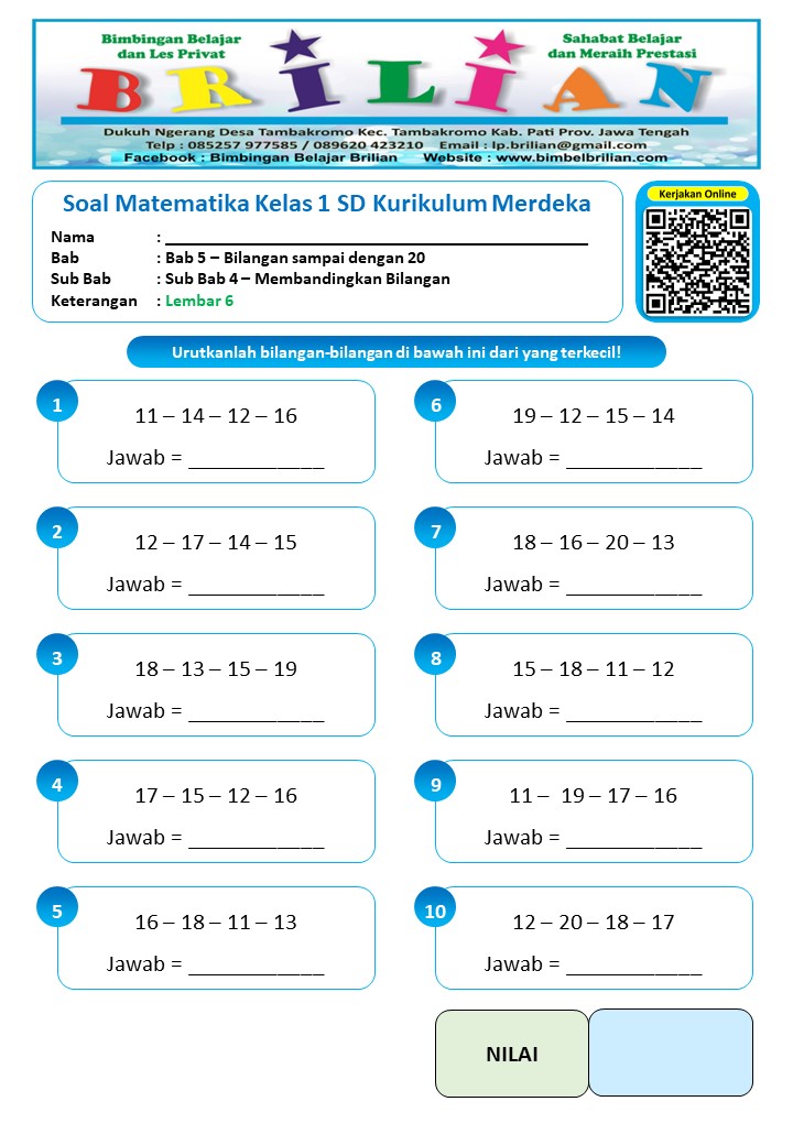 Contoh Soal Mengurutkan Bilangan Kelas 1 SD yang Wajib Dikuasai Siswa Sebelum Terlambat