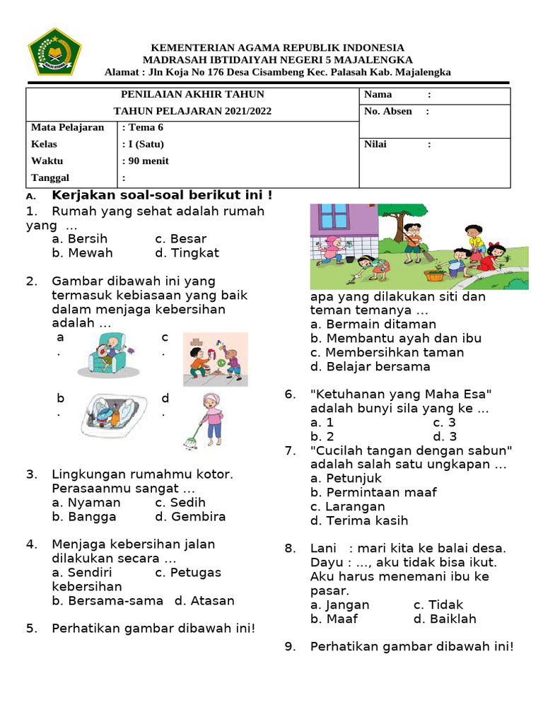 Contoh Soal Tema 6 Kelas 1 K13 Terbaru 2026, Ternyata Ini Rahasia Anak Cepat Paham