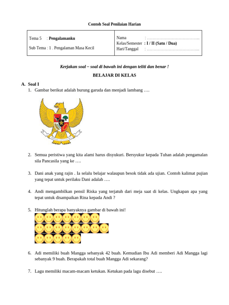 Terbukti Efektif! 7 Contoh Soal Tema 5 Subtema 1 Kelas 1 yang Wajib Dikuasai Sebelum Ujian