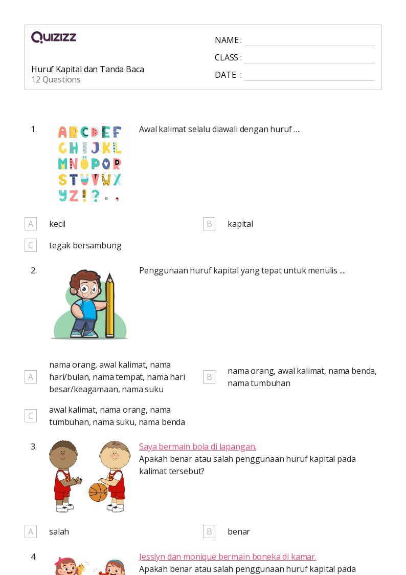50 lembar kerja Kalimat Tanda baca untuk Kelas 1 di Quizizz Gratis 50 lembar kerja Kalimat Tanda baca untuk Kelas 1 di Quizizz Gratis