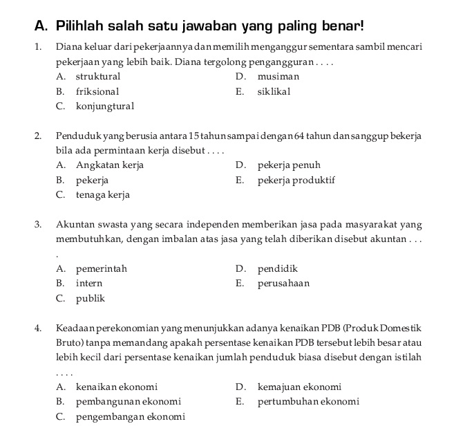 Soal UKK UAS Ekonomi Kelas X XI Semester 2 Genap - Belajar Madrasah