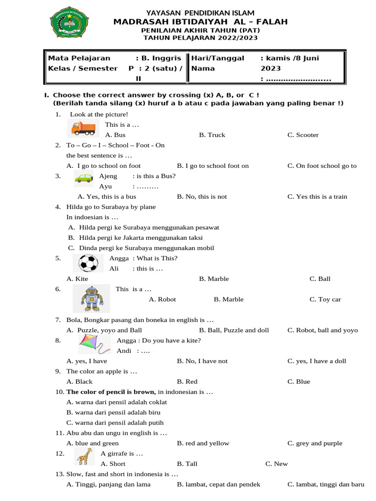 Rahasia Lulus Nilai Sempurna dengan Soal Ulangan Bahasa Inggris Kelas 2 Semester 2