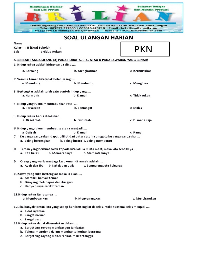 Rahasia Menjawab Soal PKN Kelas 2 SD dengan Mudah dan Cepat Ternyata Begini Caranya