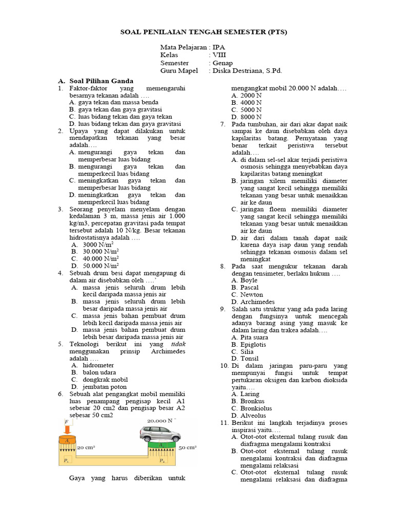 Rahasia Skor Tinggi: Kumpulan soal ipa kelas 8 semester 2 kurikulum 2013 revisi 2017 Terbaru