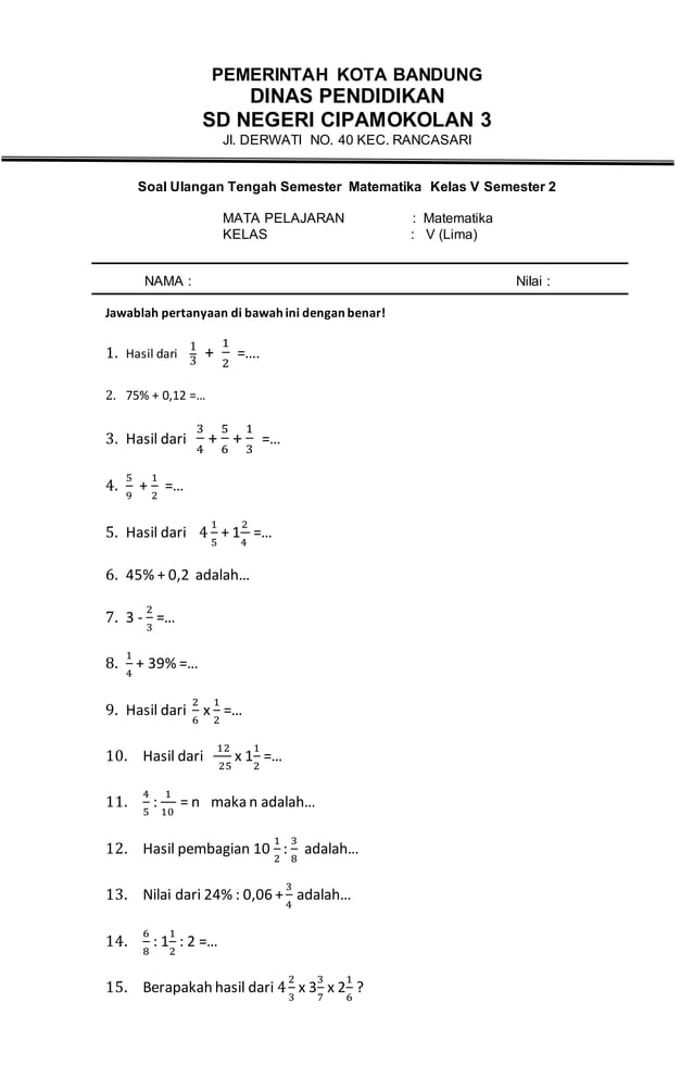 Wajib Tahu Bocoran Soal UAS Matematika Kelas 5 Semester 2 Agar Nilai Langsung Melonjak Wajib Tahu Bocoran Soal UAS Matematika Kelas 5 Semester 2 Agar Nilai Langsung Melonjak