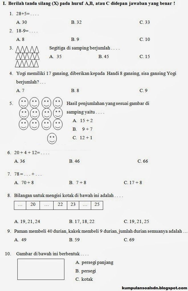 Wajib Tahu! Inilah Kumpulan Contoh Soal Matematika Kelas 1 SD Semester 2 Terbaru