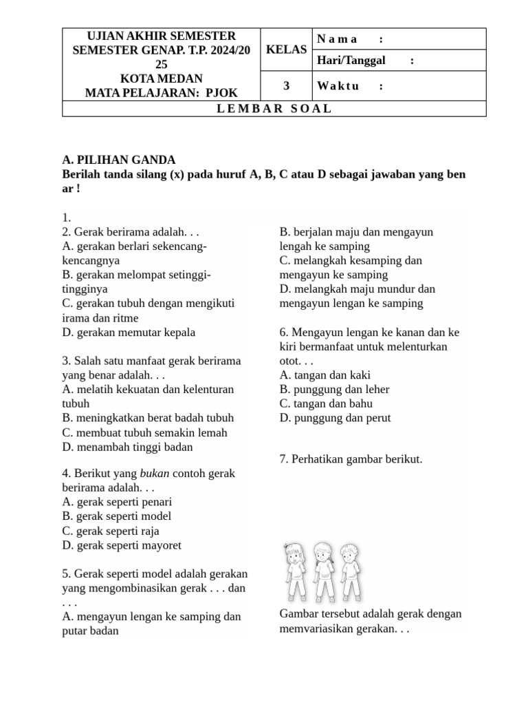 Wajib Tahu Kumpulan Contoh Soal PJOK Kelas 3 Semester 2 Agar Nilai Ujian Maksimal