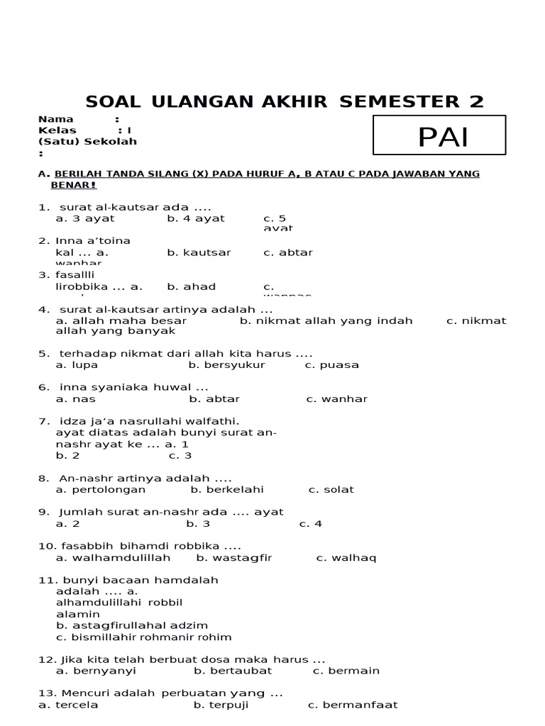 Wajib Tahu Rahasia Cari soal pai kelas 1 semester 2 2021 di Media Sosial Terbaru