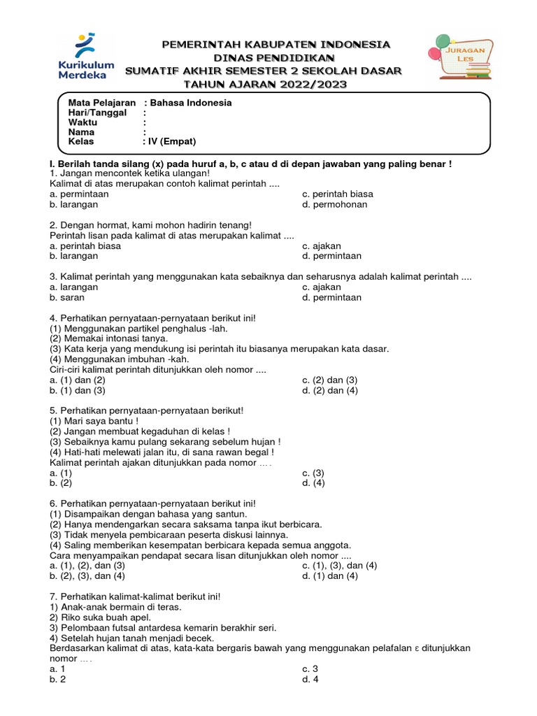 Wajib Tahu! Rahasia Sukses Ujian dengan Contoh Soal Kelas 4 Semester 2 Terbaru